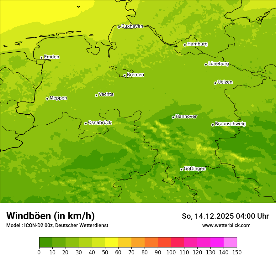 Modellkarten Windgeschwindigkeit