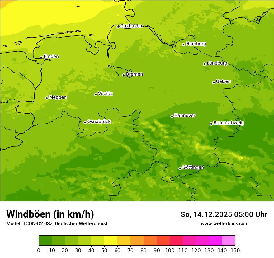 Modellkarten Windgeschwindigkeit