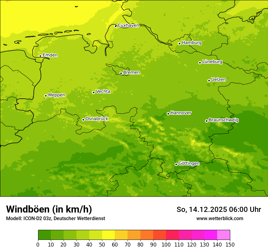Modellkarten Windgeschwindigkeit
