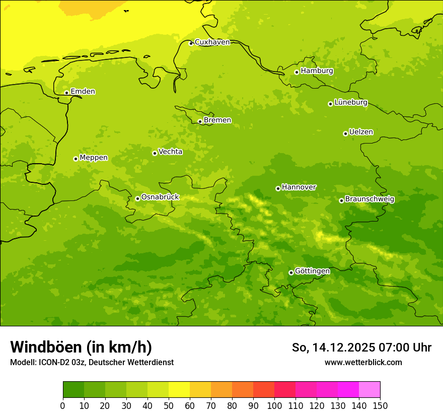 Modellkarten Windgeschwindigkeit