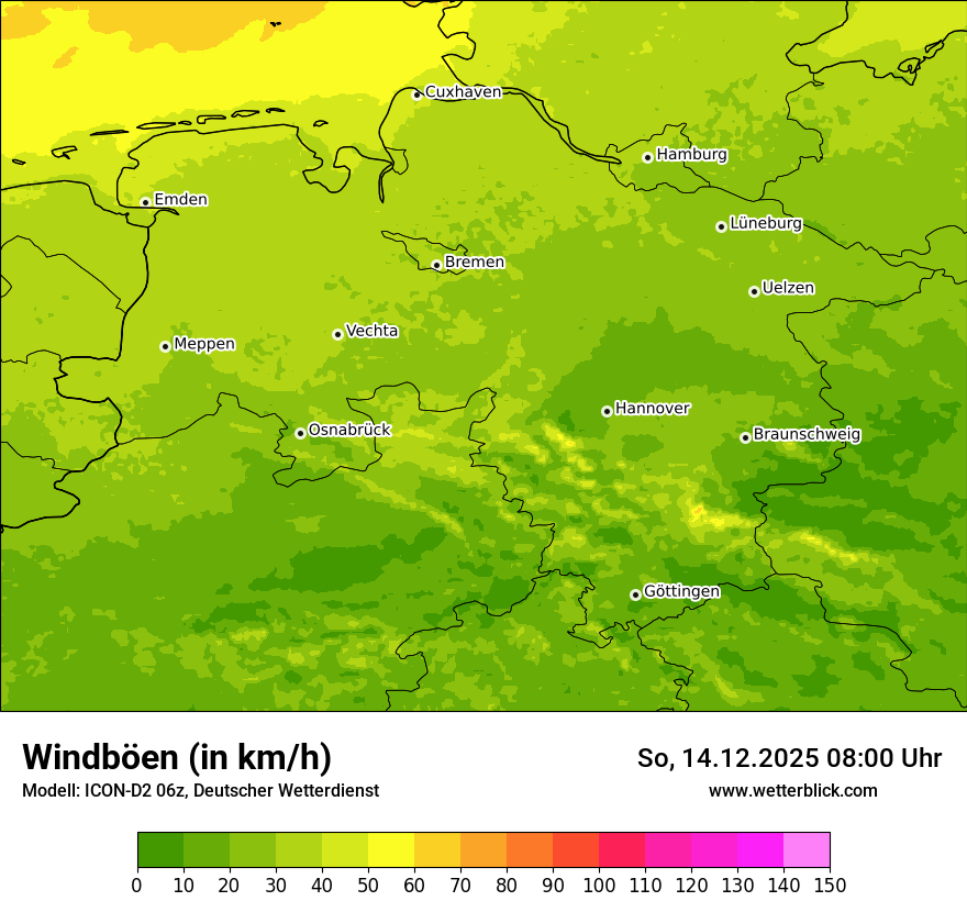 Modellkarten Windgeschwindigkeit