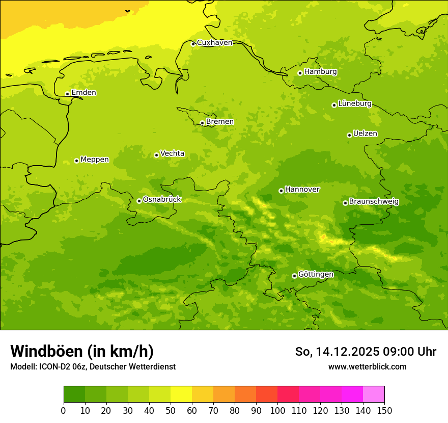 Modellkarten Windgeschwindigkeit