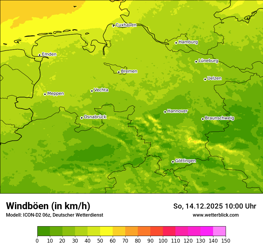Modellkarten Windgeschwindigkeit