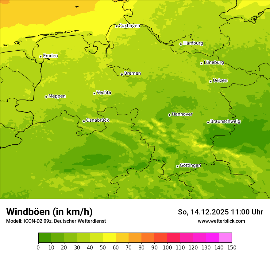 Modellkarten Windgeschwindigkeit