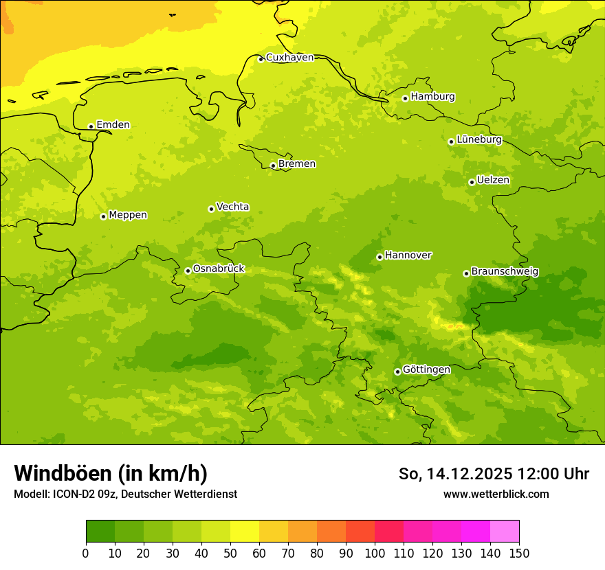 Modellkarten Windgeschwindigkeit