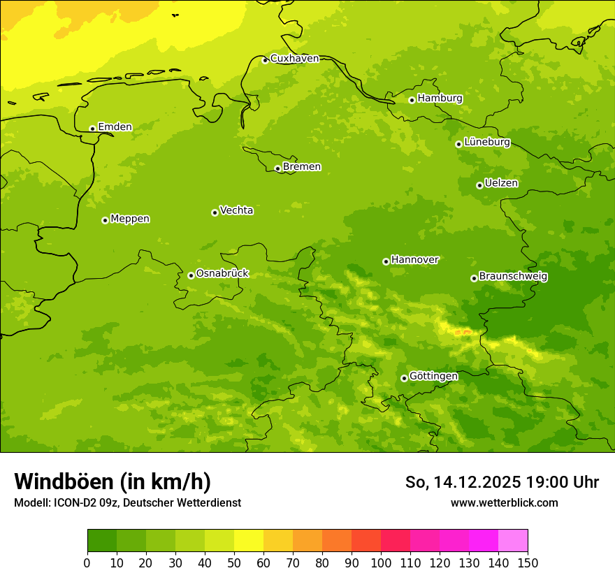 Modellkarten Windgeschwindigkeit