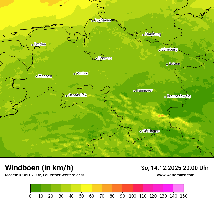 Modellkarten Windgeschwindigkeit