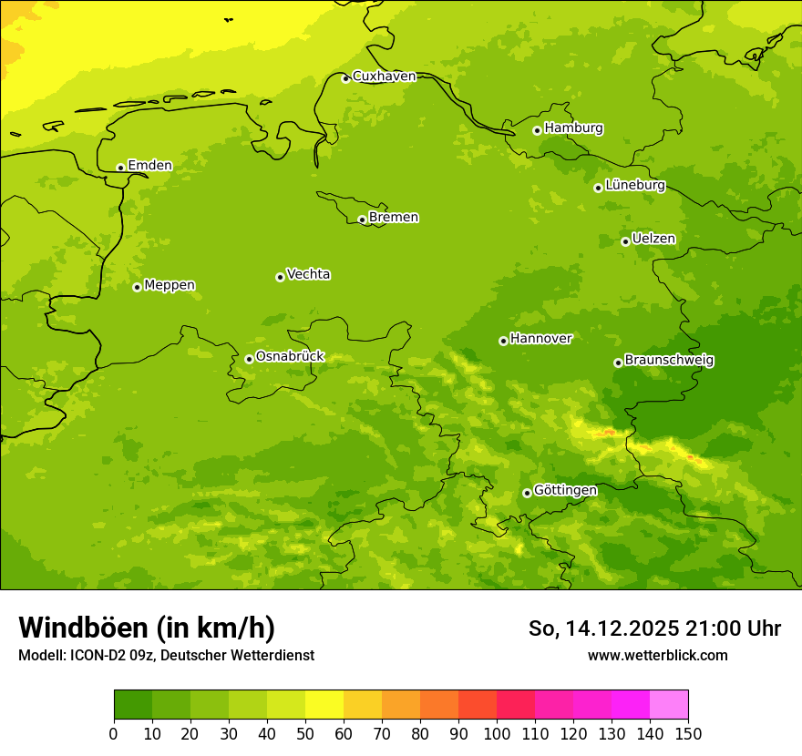 Modellkarten Windgeschwindigkeit