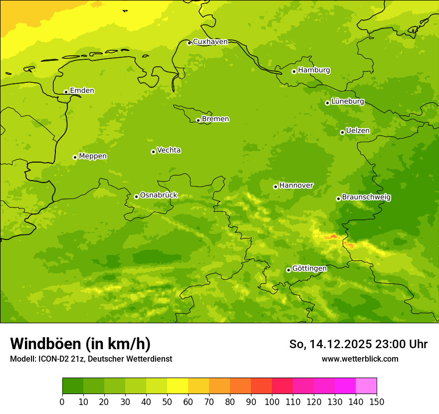 Modellkarten Windgeschwindigkeit