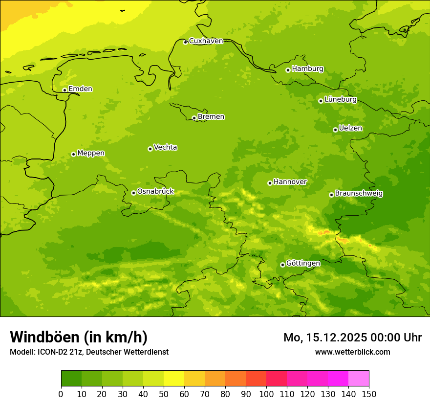 Modellkarten Windgeschwindigkeit
