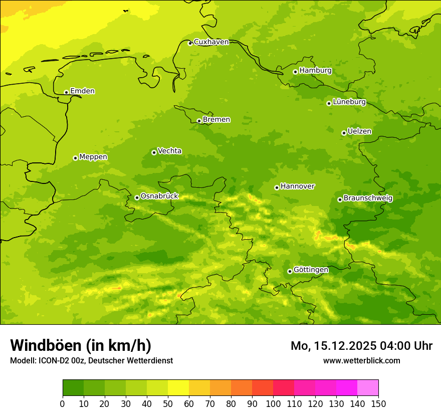 Modellkarten Windgeschwindigkeit