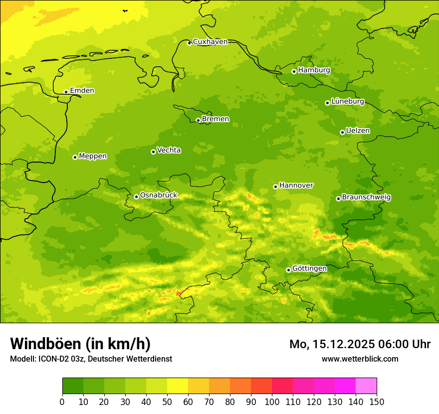 Modellkarten Windgeschwindigkeit