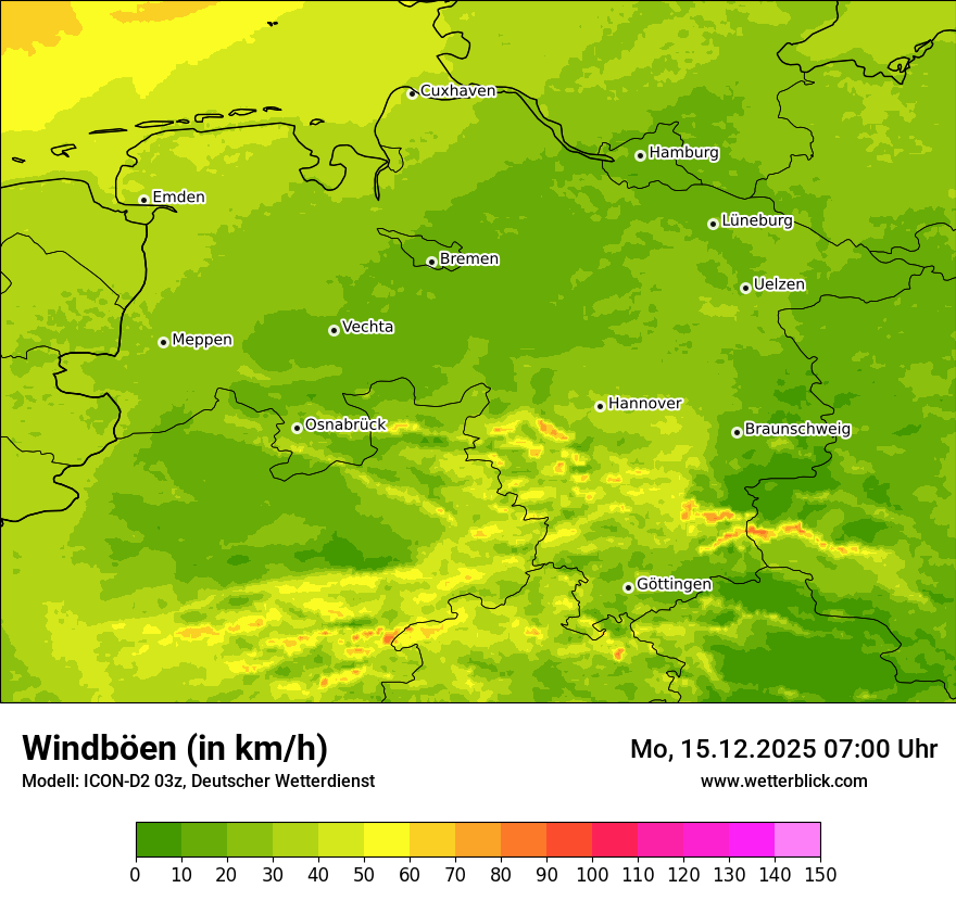 Modellkarten Windgeschwindigkeit