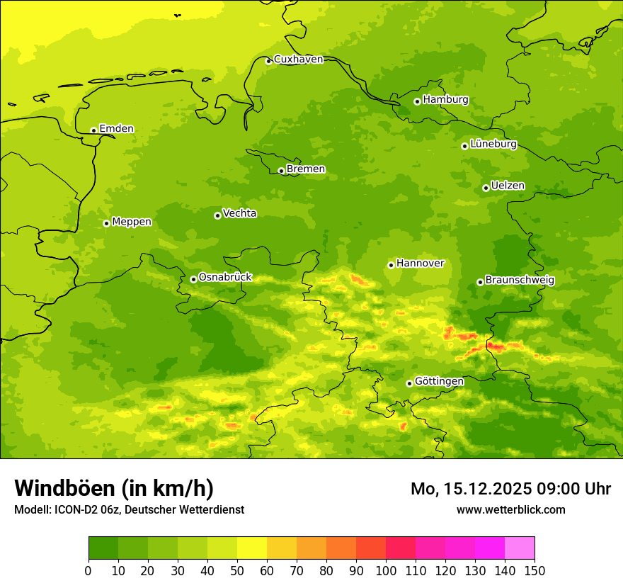 Modellkarten Windgeschwindigkeit