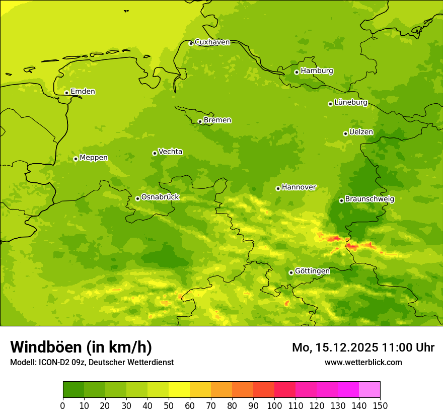 Modellkarten Windgeschwindigkeit