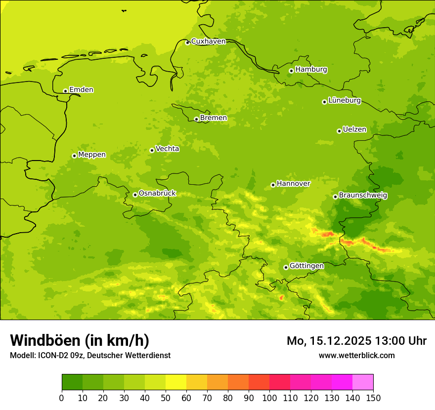 Modellkarten Windgeschwindigkeit