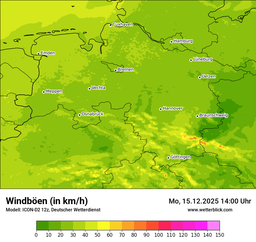 Modellkarten Windgeschwindigkeit