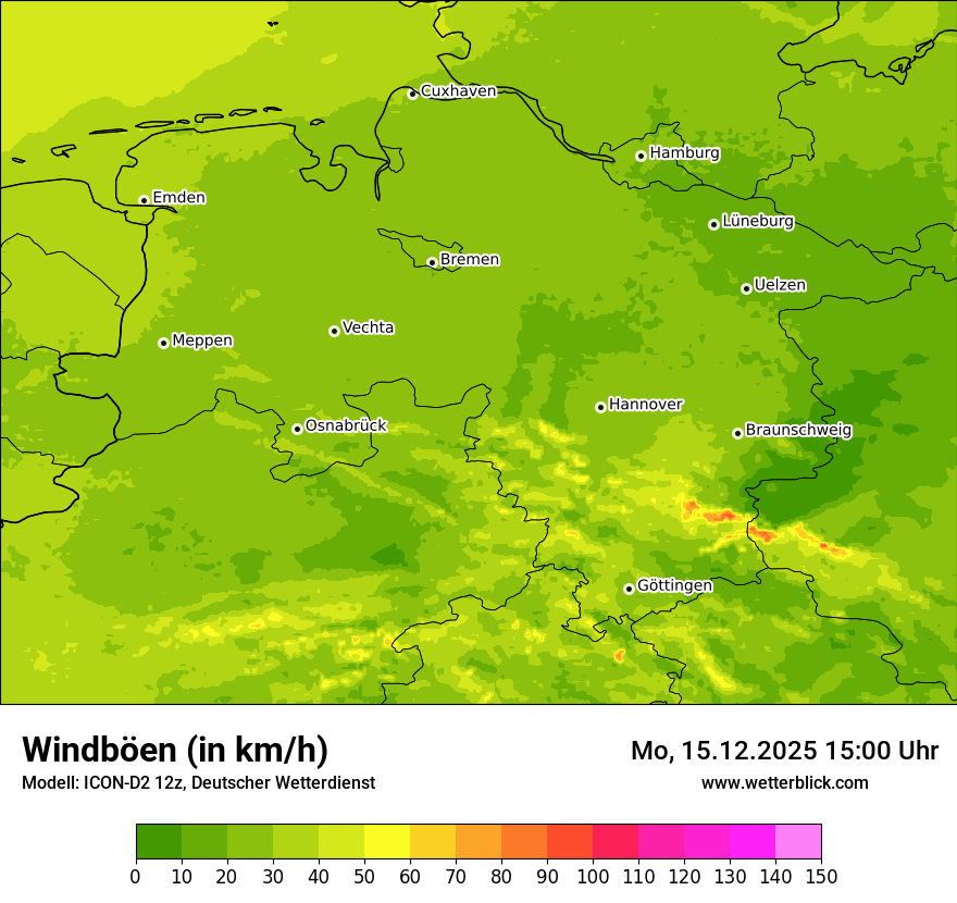 Modellkarten Windgeschwindigkeit