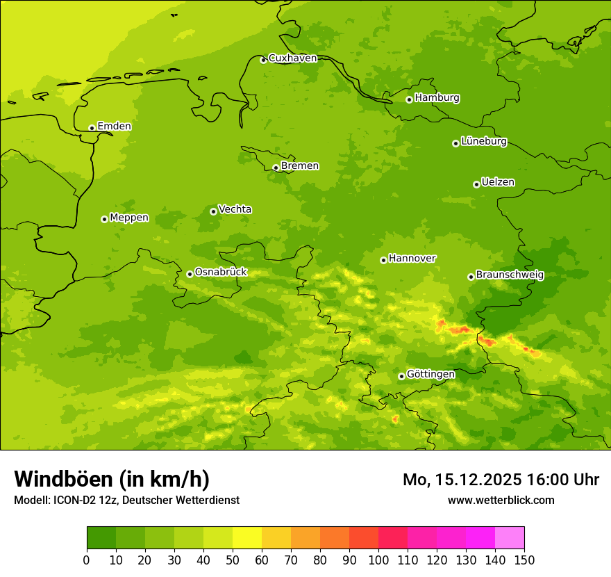 Modellkarten Windgeschwindigkeit