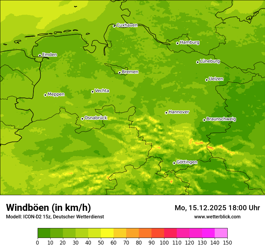 Modellkarten Windgeschwindigkeit
