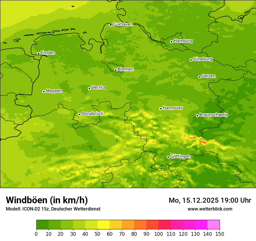 Modellkarten Windgeschwindigkeit
