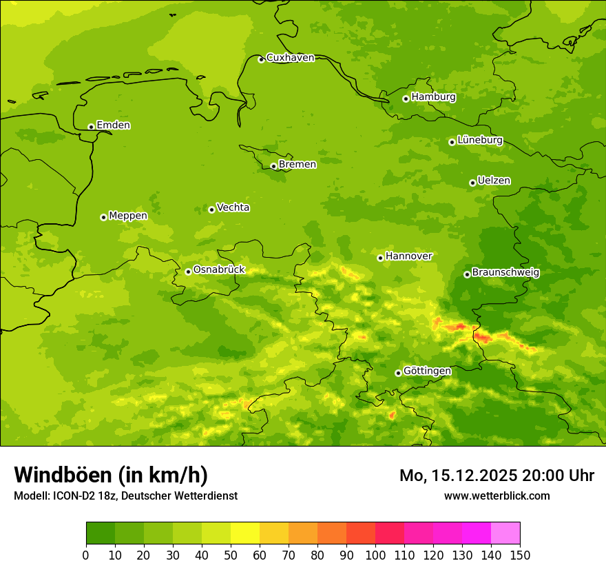 Modellkarten Windgeschwindigkeit