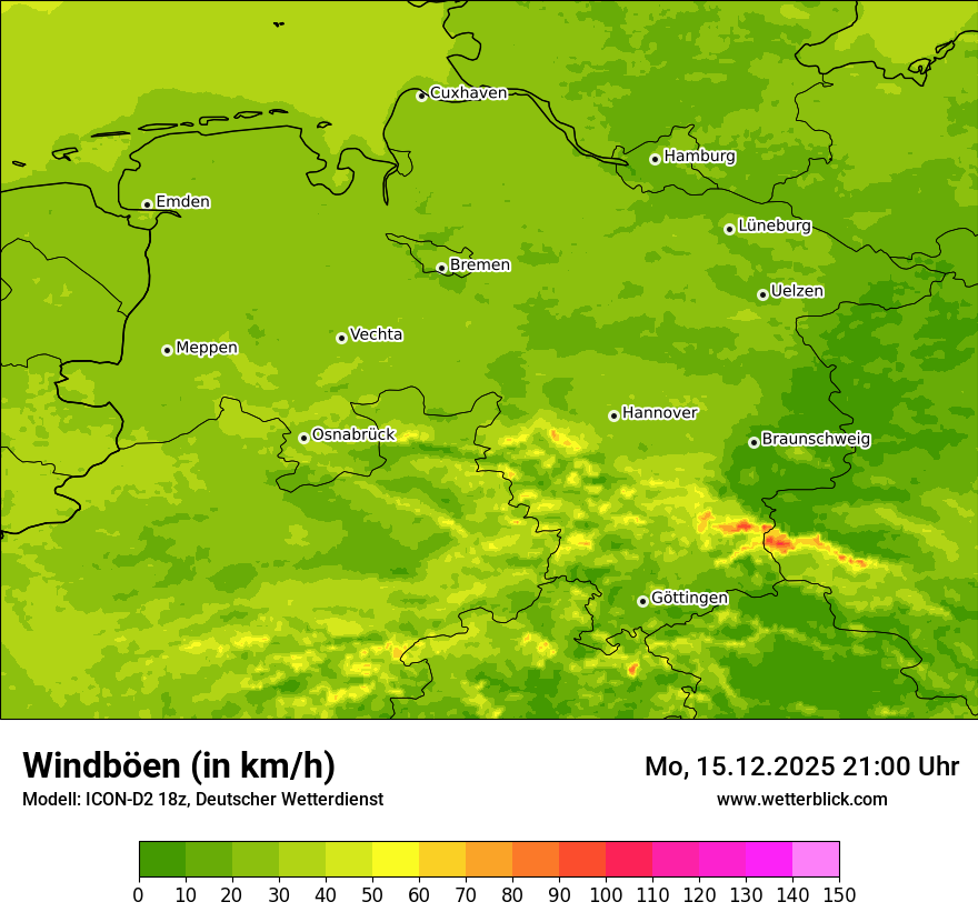 Modellkarten Windgeschwindigkeit