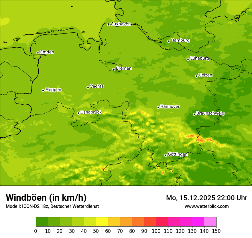 Modellkarten Windgeschwindigkeit