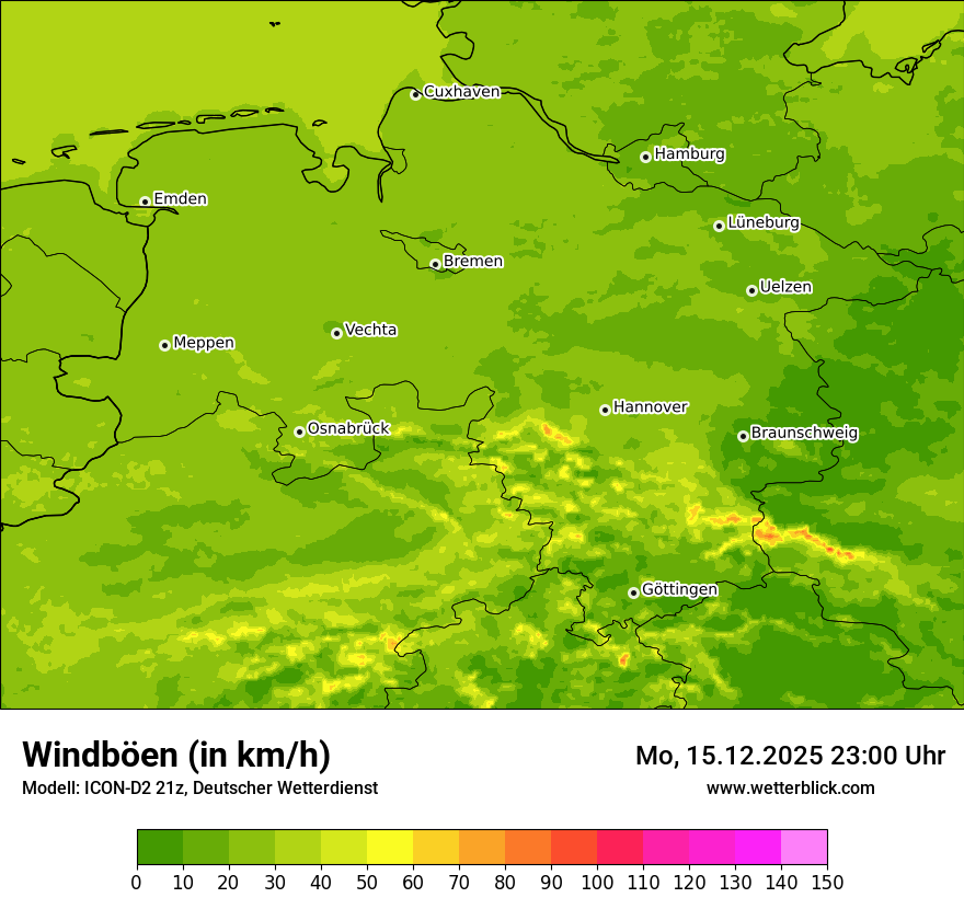 Modellkarten Windgeschwindigkeit
