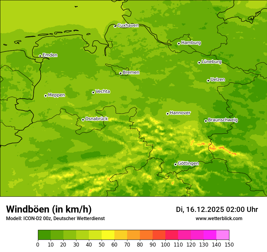 Modellkarten Windgeschwindigkeit