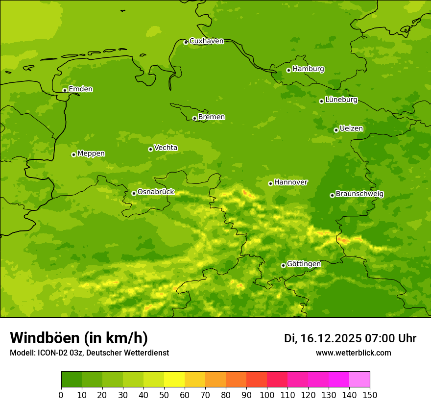 Modellkarten Windgeschwindigkeit