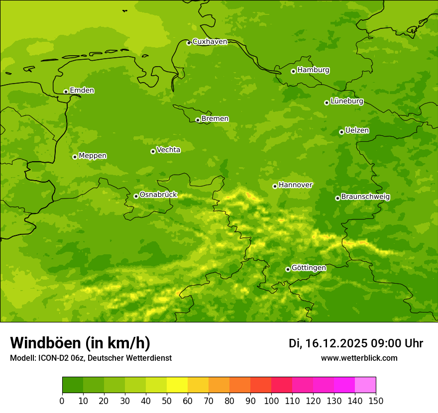 Modellkarten Windgeschwindigkeit