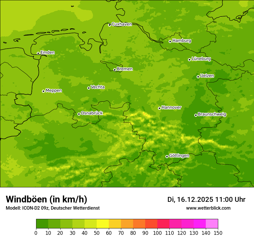 Modellkarten Windgeschwindigkeit