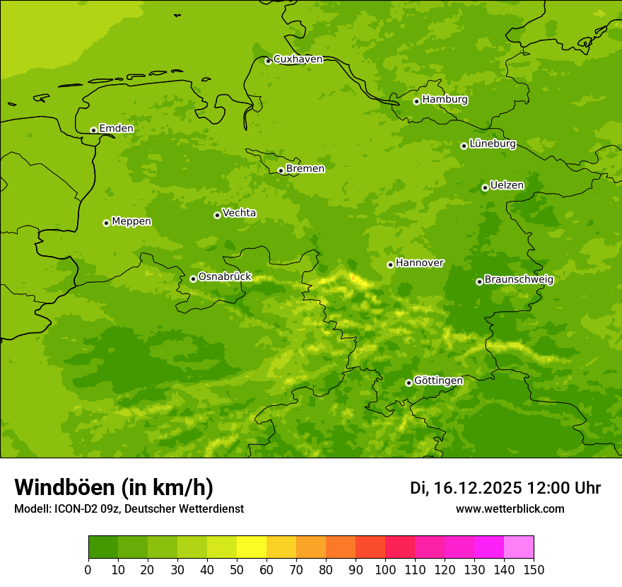 Modellkarten Windgeschwindigkeit