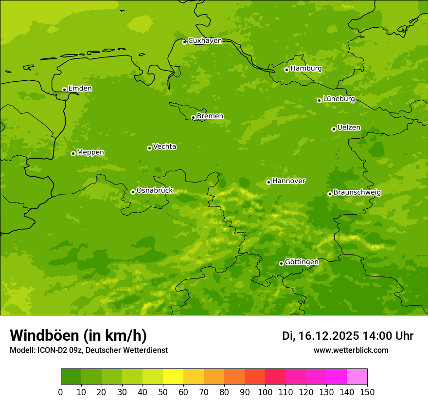 Modellkarten Windgeschwindigkeit