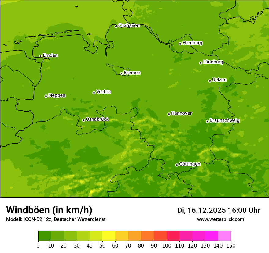 Modellkarten Windgeschwindigkeit