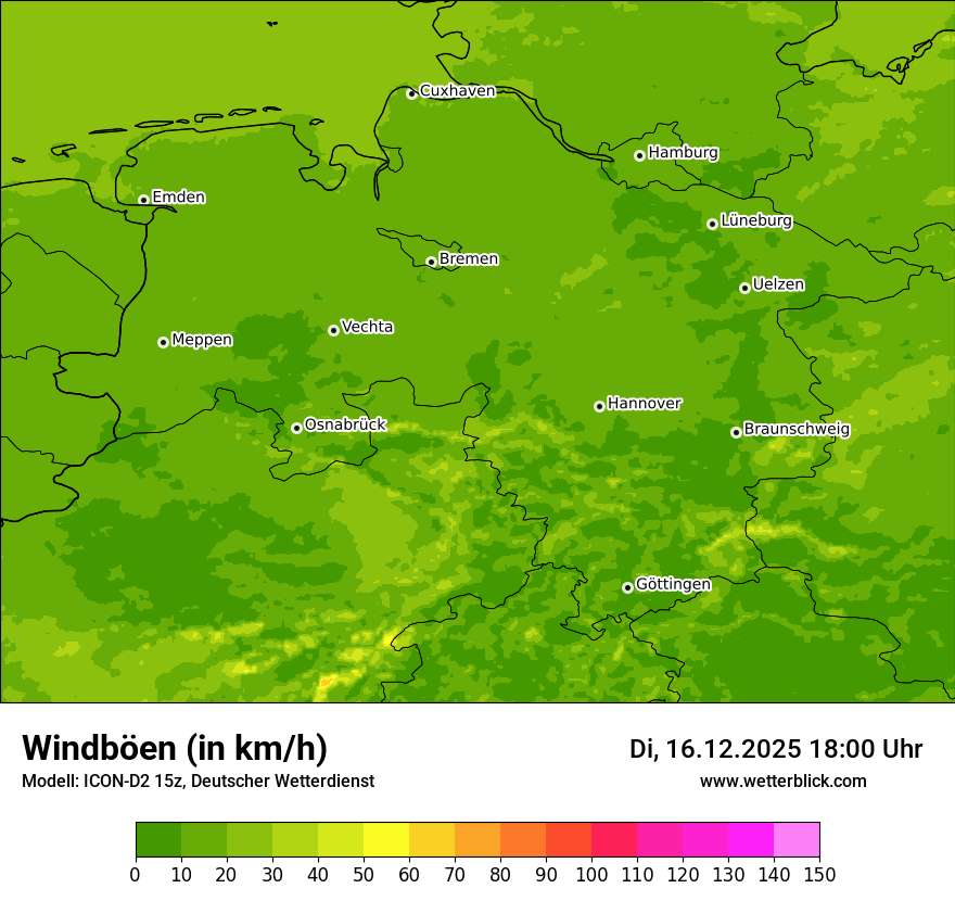 Modellkarten Windgeschwindigkeit