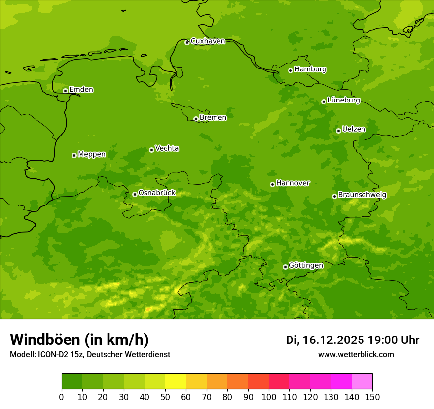 Modellkarten Windgeschwindigkeit