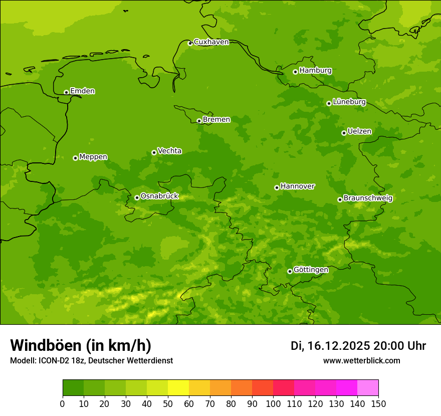 Modellkarten Windgeschwindigkeit