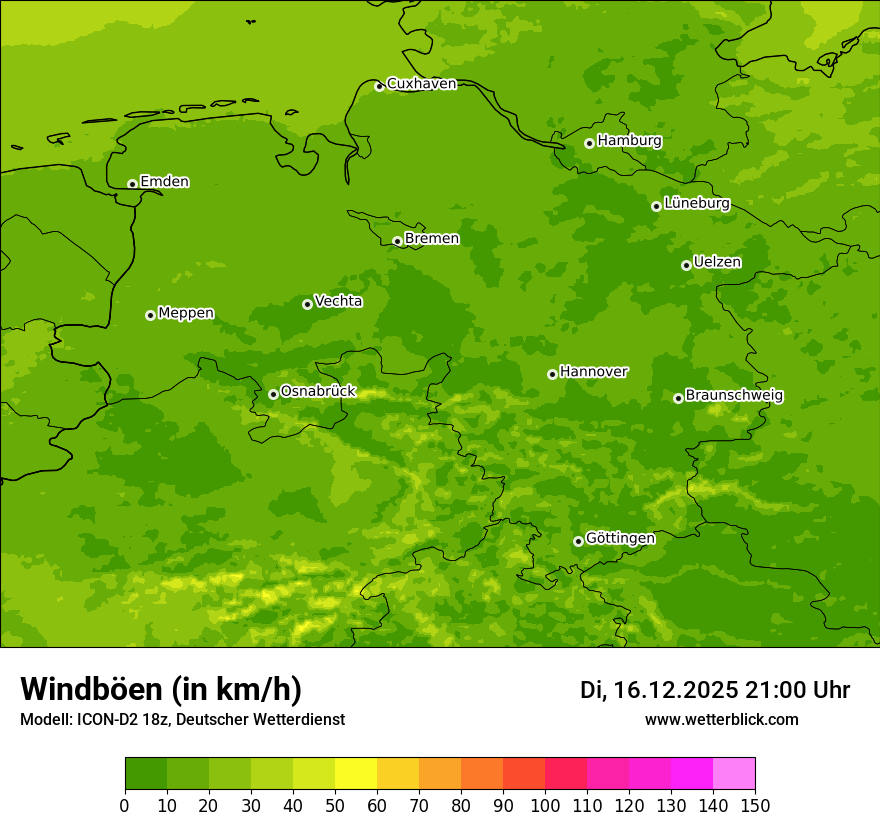 Modellkarten Windgeschwindigkeit