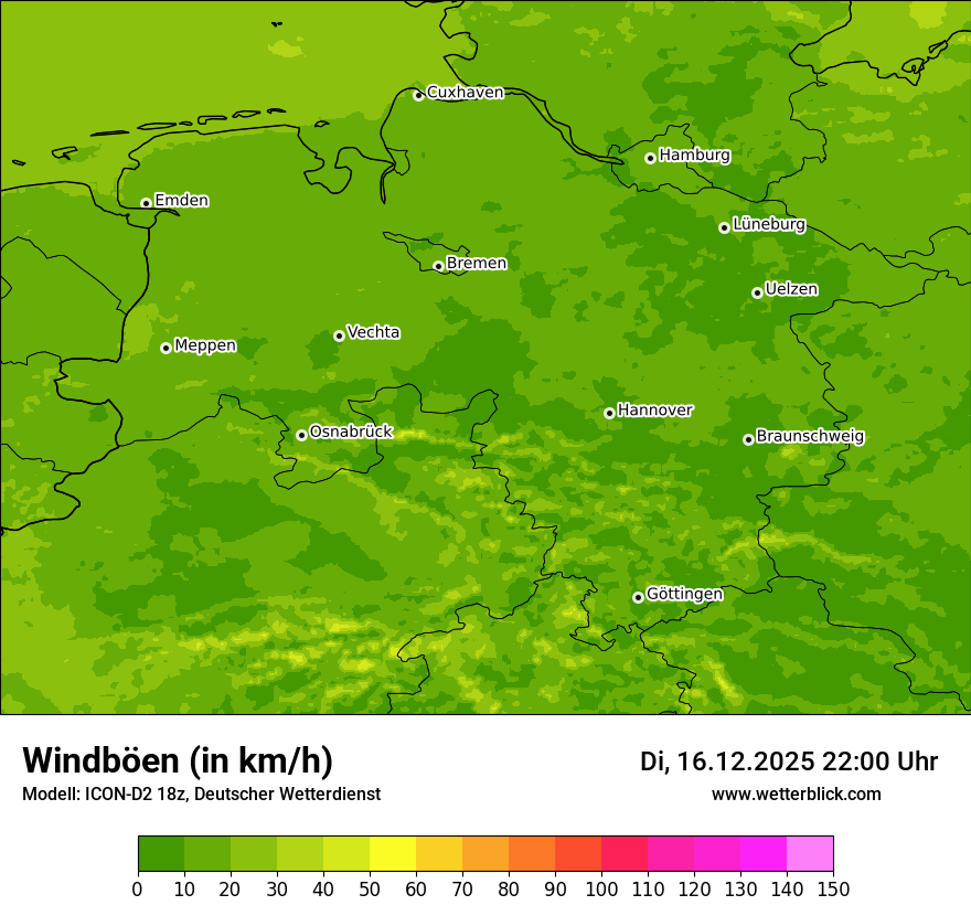 Modellkarten Windgeschwindigkeit