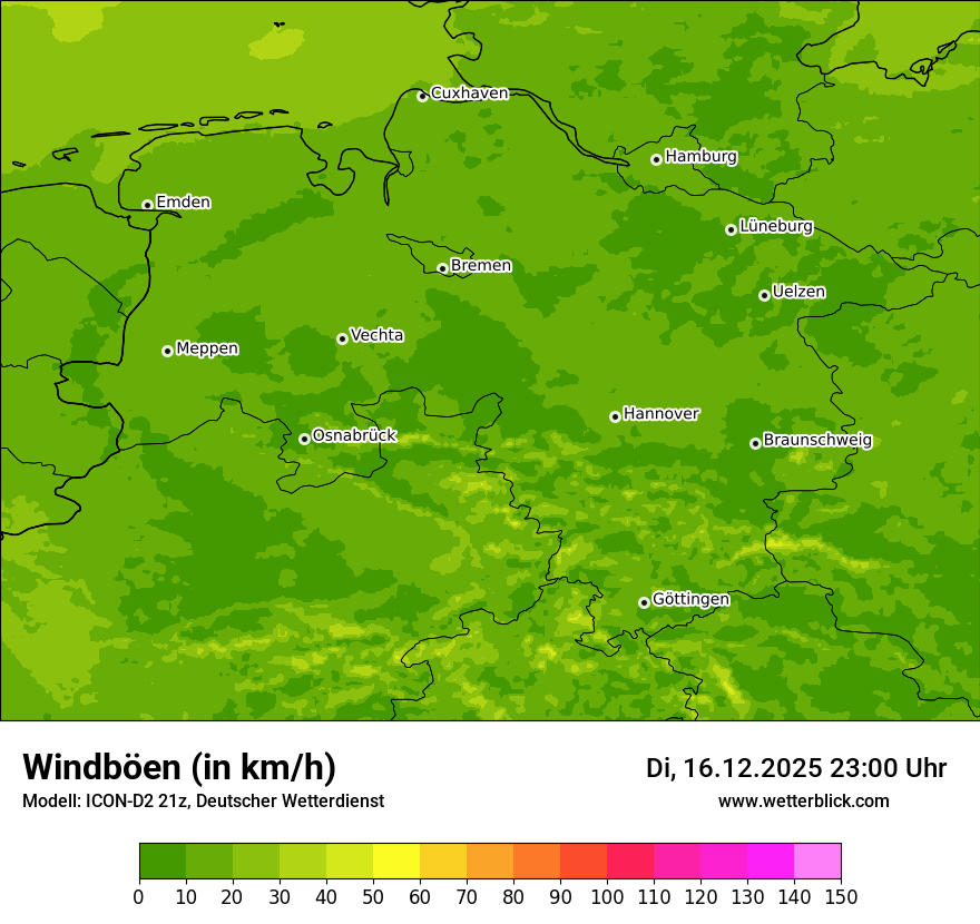 Modellkarten Windgeschwindigkeit