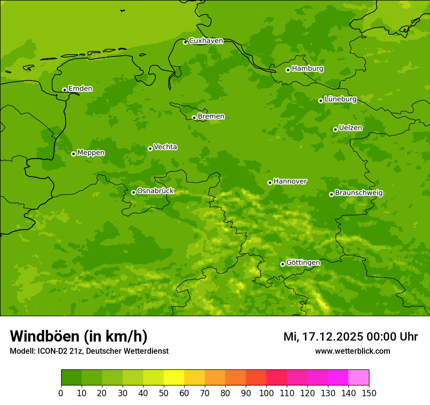 Modellkarten Windgeschwindigkeit