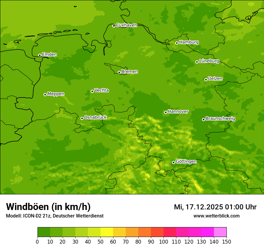 Modellkarten Windgeschwindigkeit