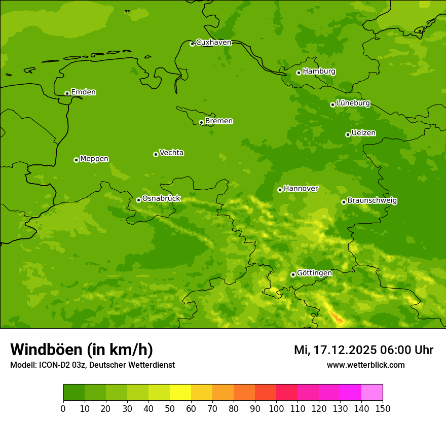 Modellkarten Windgeschwindigkeit