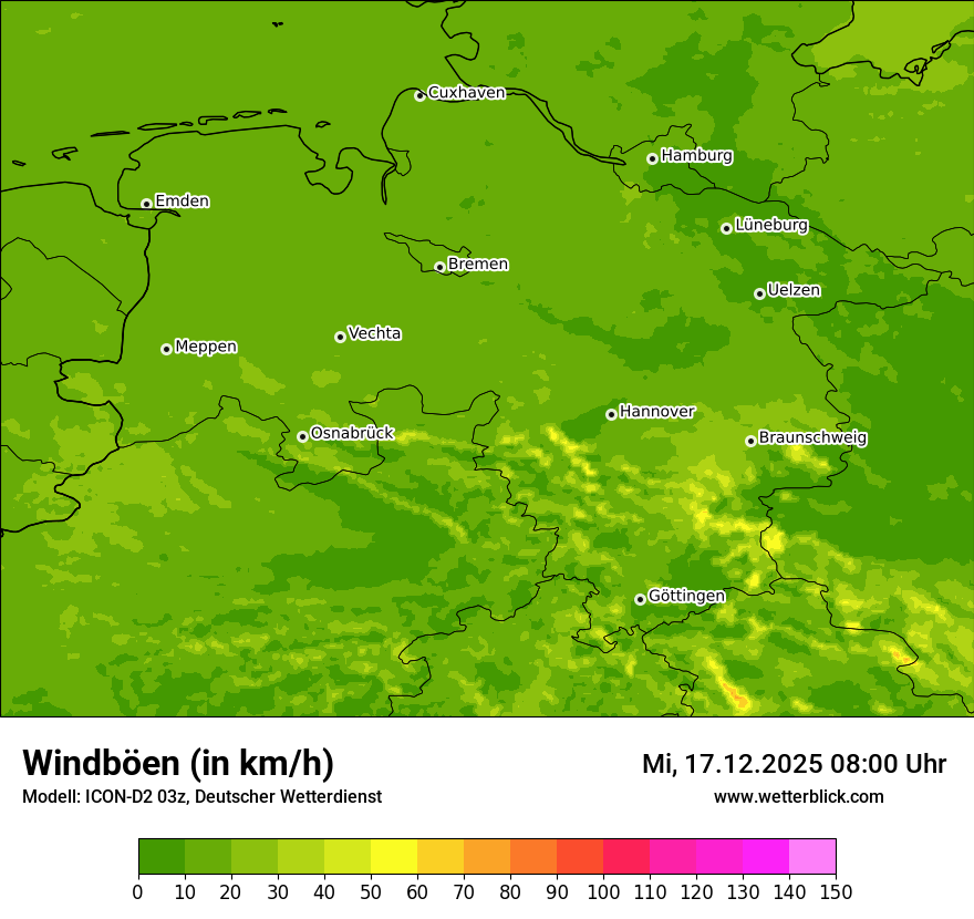 Modellkarten Windgeschwindigkeit