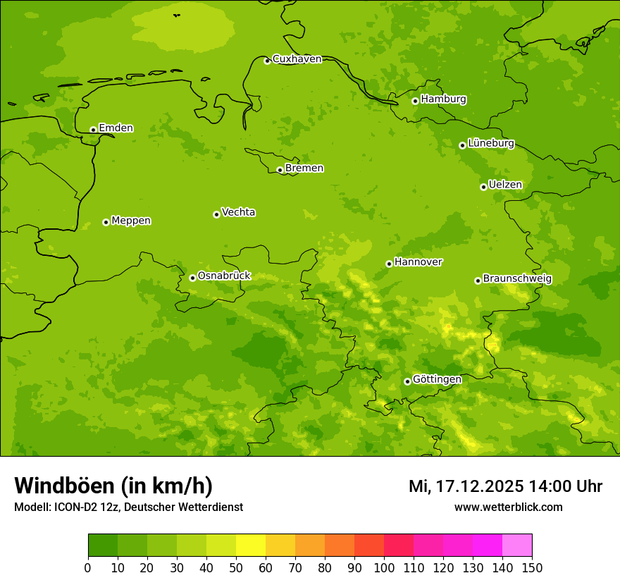Modellkarten Windgeschwindigkeit