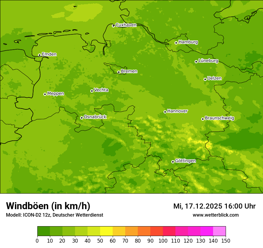 Modellkarten Windgeschwindigkeit