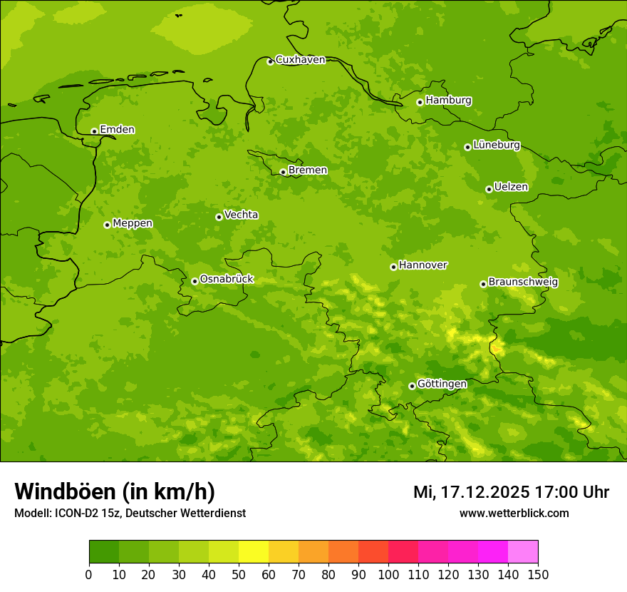 Modellkarten Windgeschwindigkeit
