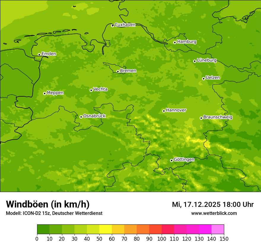 Modellkarten Windgeschwindigkeit